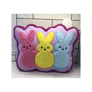 Peeps Plush Bunny Decorative Pillow Easter Lavender Purple Yellow Sherpa 13x16